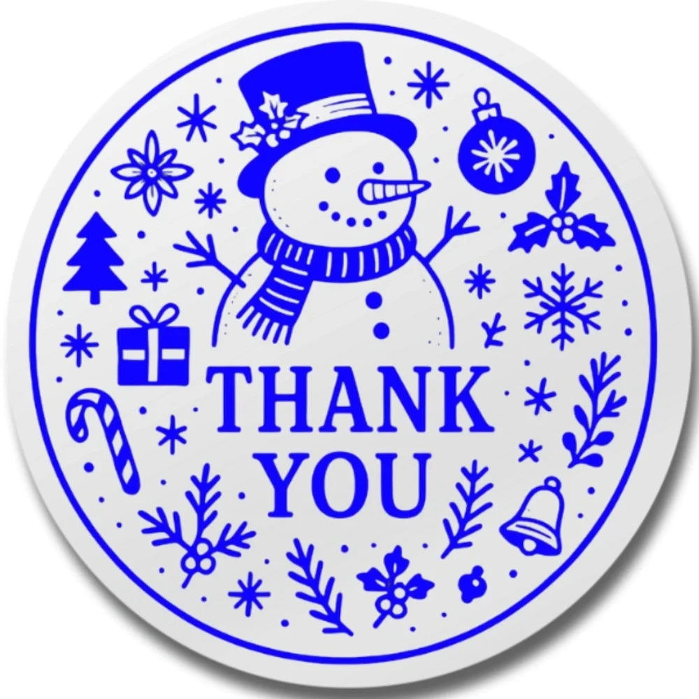 Christmas Gift Packaging Stickers – Snowman Holographic Thank You